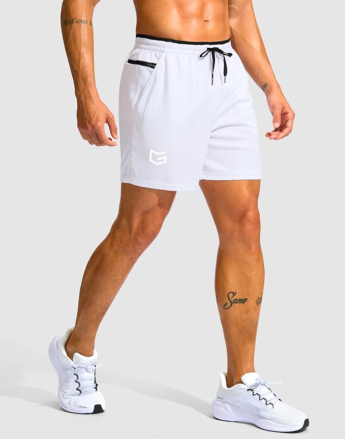 G Gradual Men's Running Athletic Shorts with Zipper Pocket 5"/ 7" Lightweight Quick Dry Gym Workout Shorts for Tennis Active