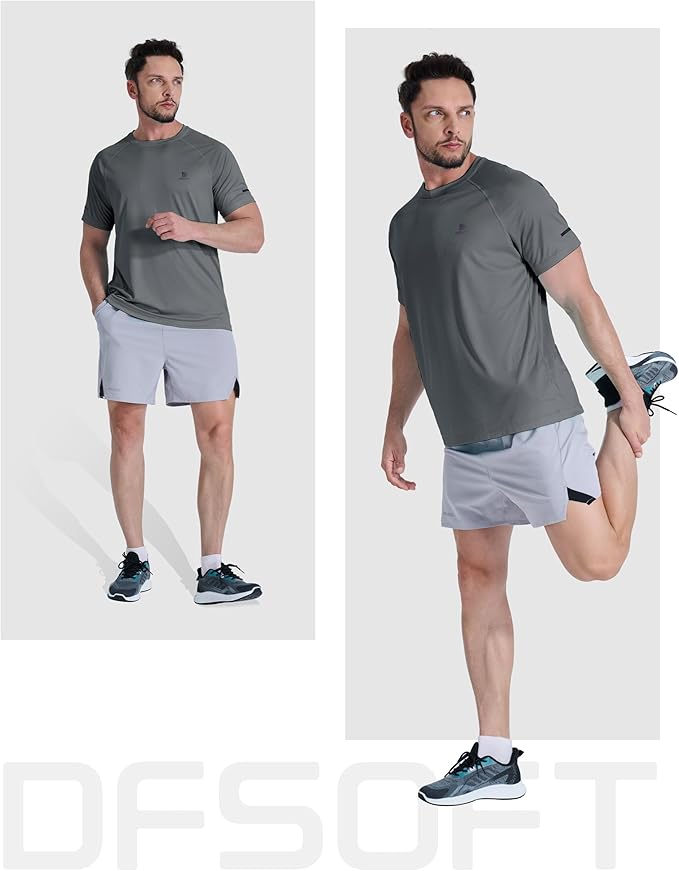 Men's Short Sleeve Workout Shirts Quick Dry Lightweight T-Shirts Gym Running Athletic Tshirt for Summer