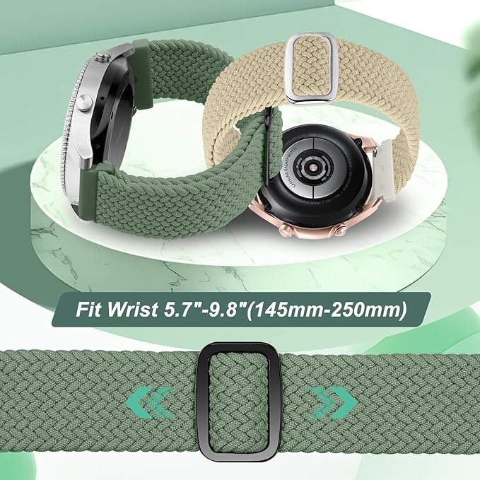 2 Pack Quick Release Braided Bands - 18mm 19mm 20mm 22mm 24mm Solo Loop Adjustable Soft Band For Women Men