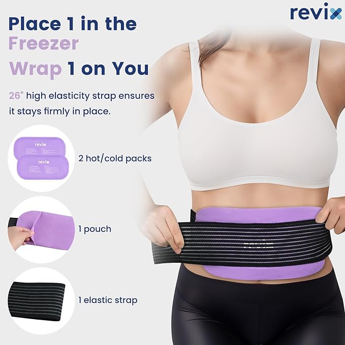 REVIX 2-Pack Gel Ice Packs Reusable with Soft Cover, 10"x 5" Multi-Use Cold Packs for Injuries, Hot Cold Gel Packs for Elbow, Neck, Back, Shoulders, Ankles, Purple