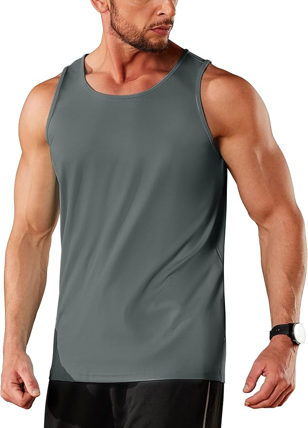 TACVASEN Men's Workout Tank Tops Sleeveless UPF 50+ Summer Sun Shirts Quick Dry for Running Swim Gym Beach