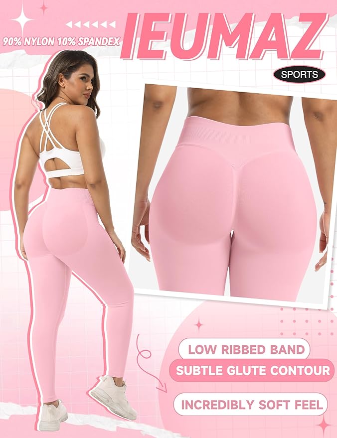 Scrunch Butt Lifting Leggings for Women Gym Seamless Workout Leggings Mid Low Waist Tummy Control Yoga Pants