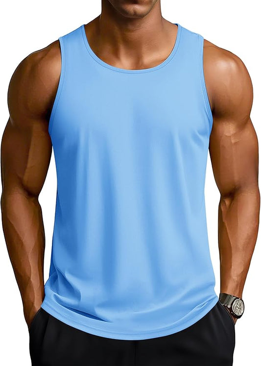 TACVASEN Men's Workout Tank Tops Sleeveless UPF 50+ Summer Sun Shirts Quick Dry for Running Swim Gym Beach