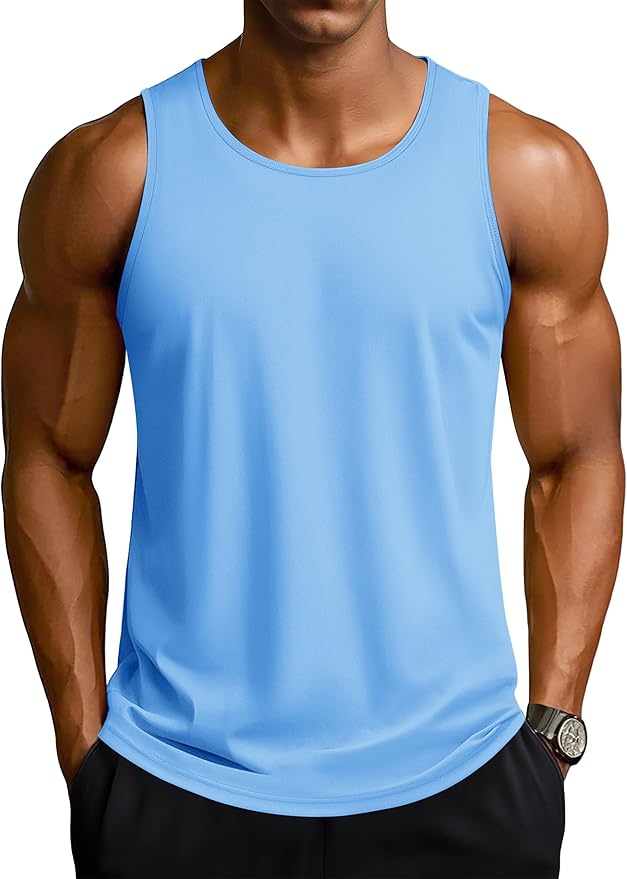 TACVASEN Men's Workout Tank Tops Sleeveless UPF 50+ Summer Sun Shirts Quick Dry for Running Swim Gym Beach