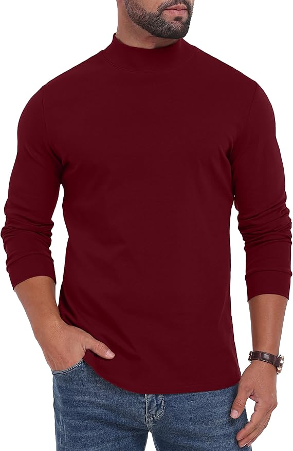 Sailwind Men's Mock Turtleneck Long Sleeve Shirt Cotton Basic Thermal Undershirt Lightweight Pullover