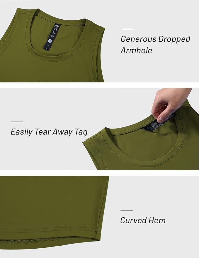 MIER Men's Tank Tops Workout Sleeveless Tee Shirts Muscle Athletic Gym Running Beach Tanks for Men, Quick Dry