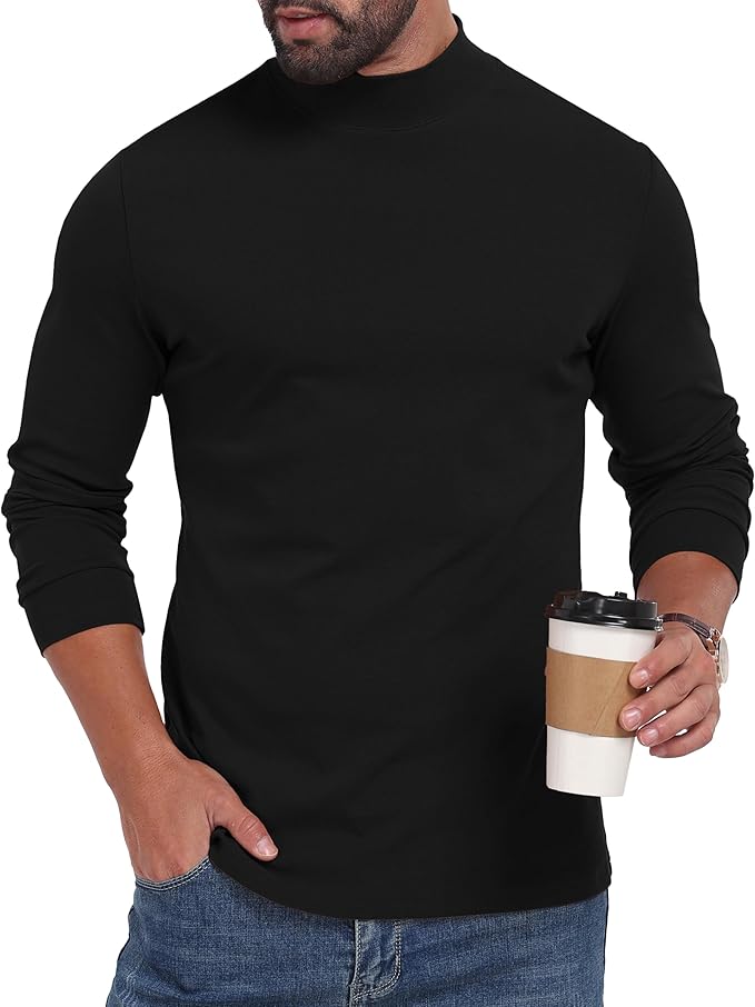 Sailwind Men's Mock Turtleneck Long Sleeve Shirt Cotton Basic Thermal Undershirt Lightweight Pullover