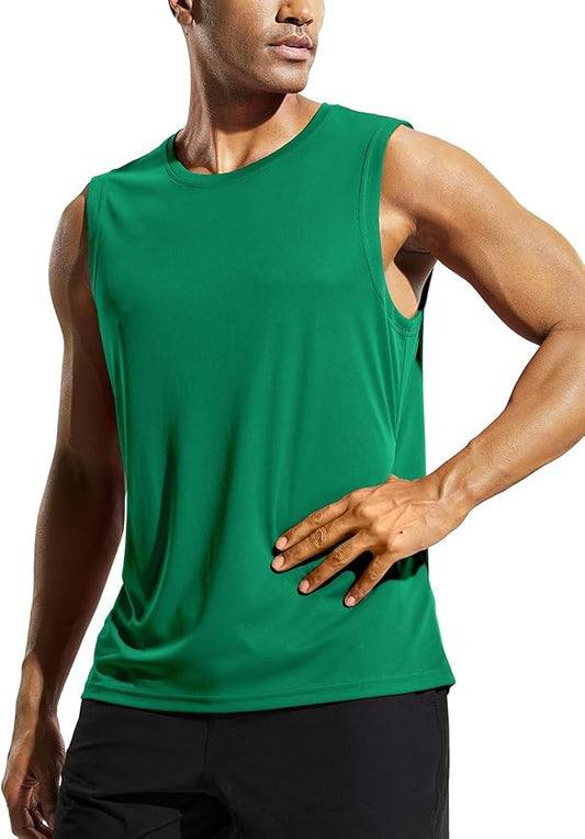 MIER Men's Workout Tank Tops UPF 50+ Swim Shirts Quick Dry Running Sleeveless UV Protection Muscle Tees