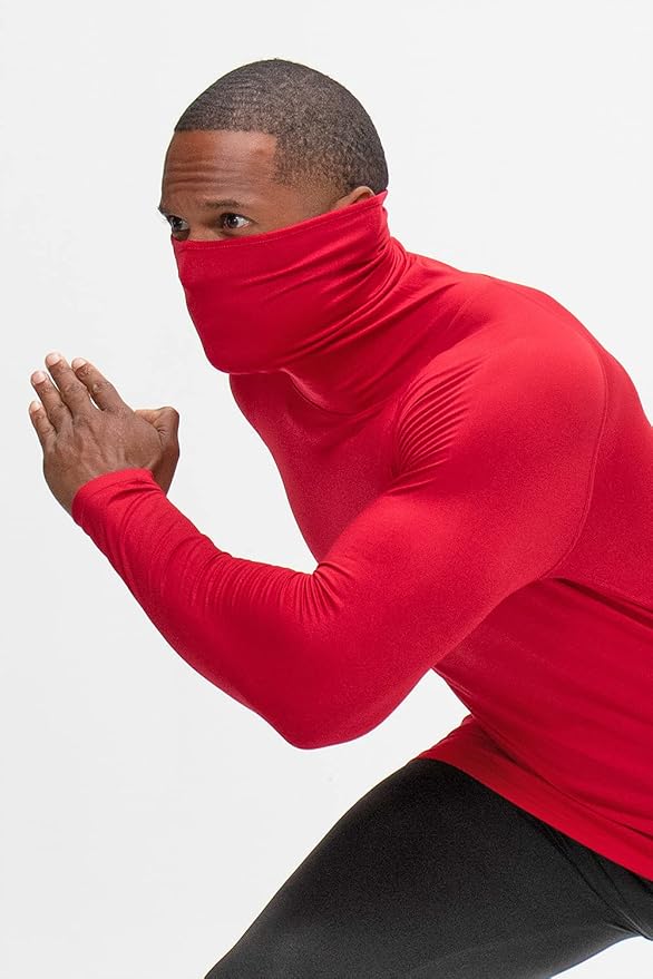 DEVOPS 2 Pack Men's Thermal Turtle Mock Neck Shirts, Compression Long Sleeve Tops and Hoodies