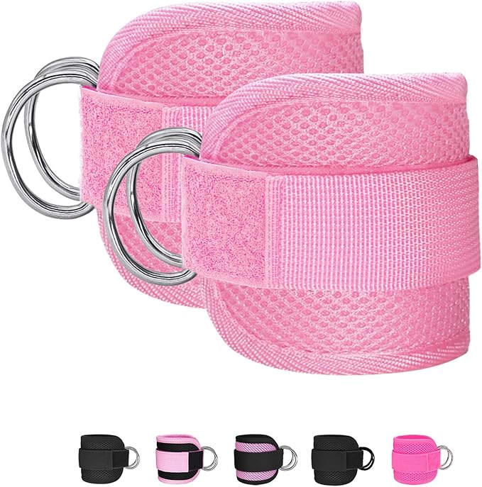 Fitness Ankle Straps for Cable Machine, Kickbacks Glute Workouts, Lower Body Exercises, Adjustable Leg Straps with Neoprene Padding Men Women