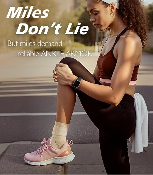 Flat Knitting Ankle Brace For Women&Men, 7-Zone Dynamic Compression Sleeve w/Flex Strap,Foot Support For Sports, Sprained Ankle, Achilles Tendonitis, Plantar Fasciitis Relief(Pack of1) XL,Nude