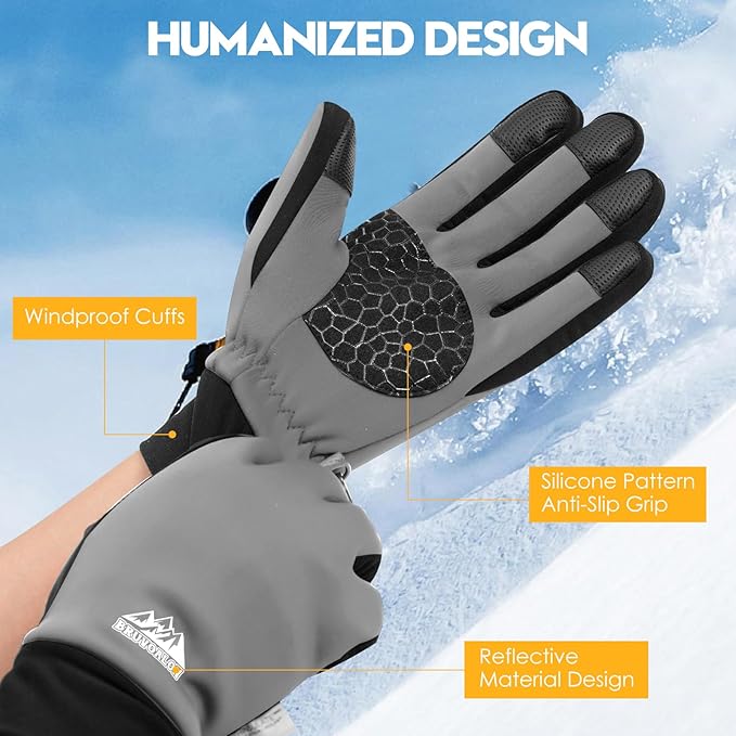 Bruvoalon Winter Gloves for Women & Men, 3M Thermal Insulation, Lycra Fabric, Windproof, Touchscreen, Anti-Slip, Cold Weather