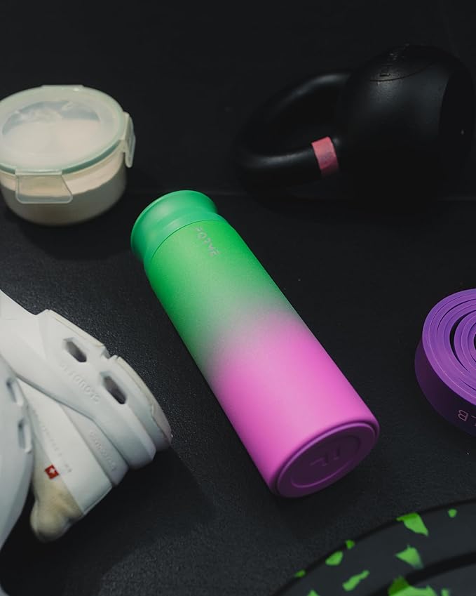 FORME - Shaker, 700ml Stainless Steel Protein Shaker, Double Walled Vacuum Insulated, Cold and Hot Drinks, Silent & Leak Proof, Fits Most Cup Holders (Gradient Lime/White/Pink)