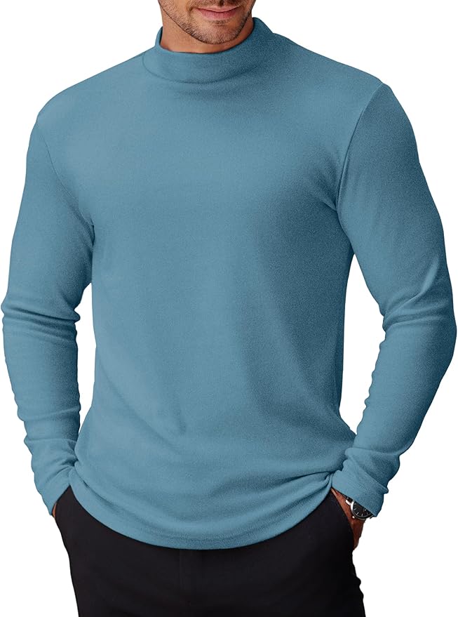 COOFANDY Mens Mock Turtleneck Long Sleeve Shirts Basic Thermal Turtle Neck Undershirt Lightweight Pullover Sweaters Top