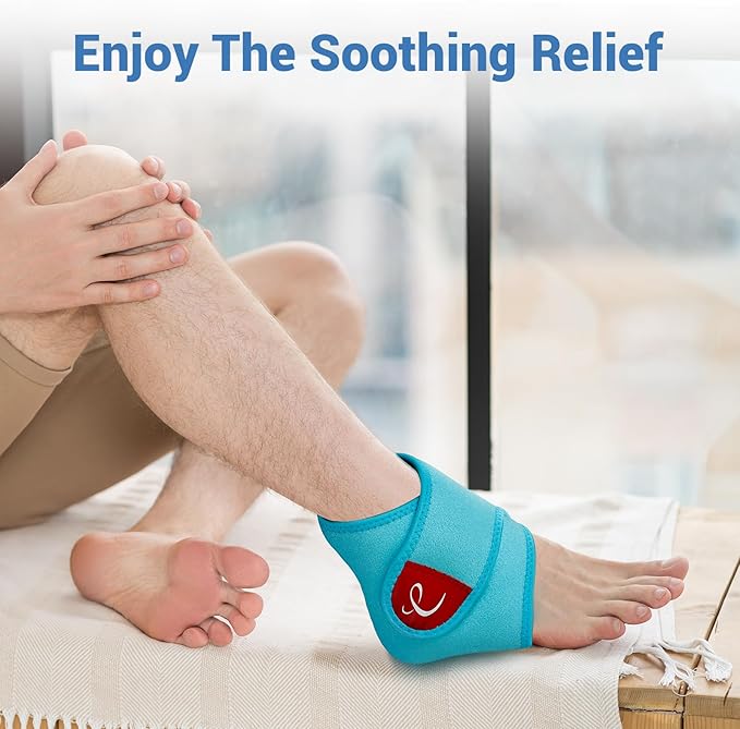 Comfytemp Ankle Ice Pack Wrap Brace for Swelling, Foot Pain Relief, HSA Store, 2 Gel Packs for Injuries Reusable, Hot Cold Compress for Plantar Fasciitis, Heel Spur, Achilles Tendonitis, Surgery Gift