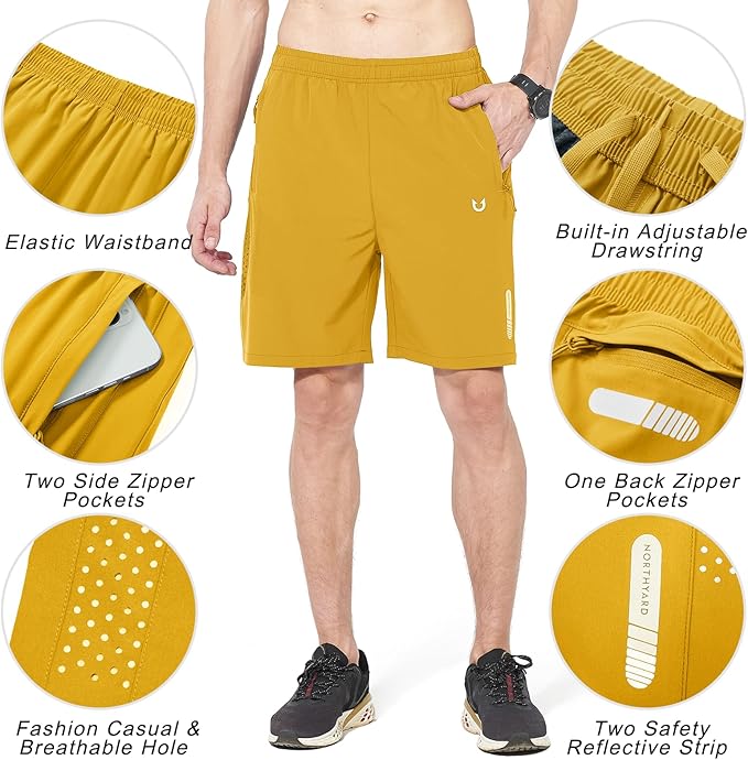 NORTHYARD Men's Athletic Running Shorts Quick Dry Workout Shorts 7"/ 5"/ 9" Lightweight Sports Gym Basketball Tennis Hiking