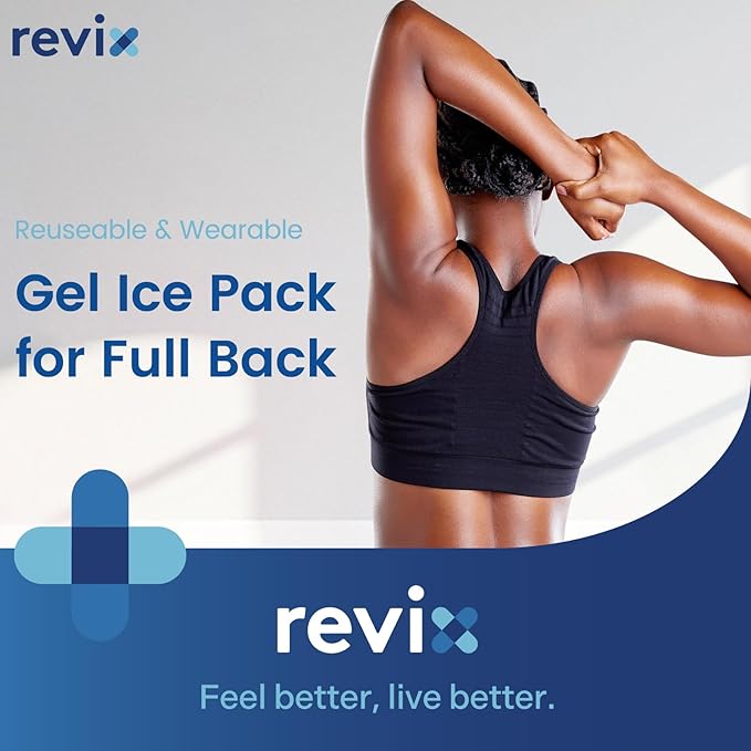 REVIX Extra Large Ice Pack for Back, 13” x 21” Reusable Gel Cold Pack Wrap for Full Back, Hip, and Leg Relief, XXL Cold Compress for Muscle Soreness, Fatigue, and Everyday Recovery, Black