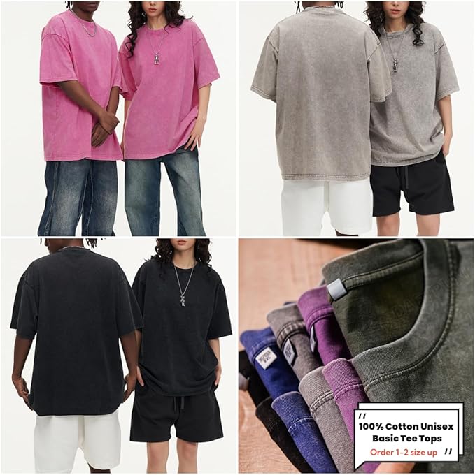 Workout T Shirts for Men Oversized Gym Loose Fit Tshirt Heavy Cotton Washed Vintage Faded Sleeping Tee Unisex Tops