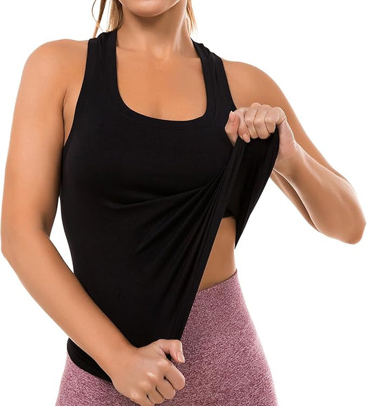 MathCat Workout Tops for Women Seamless Basic Sleeveless Muscle Tank Tops Racerback Athletic Yoga Running Daily Shirts