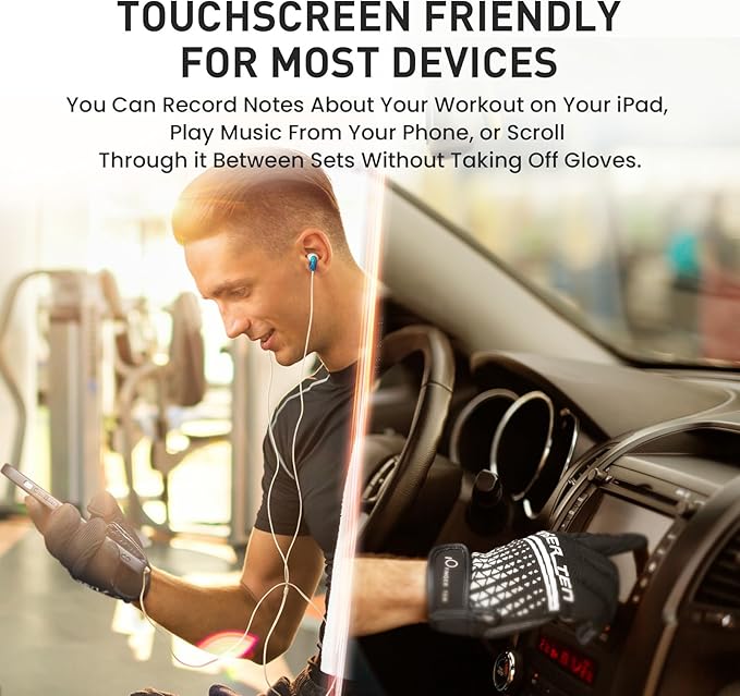 Full Finger Workout Gloves Weight Lifting Touchscreen for Men Women with Padding, Full Hand Gym Exercise Gloves Male Female, Non Slip Fitness Gloves Extra Grip for Cycling Climbing Hiking