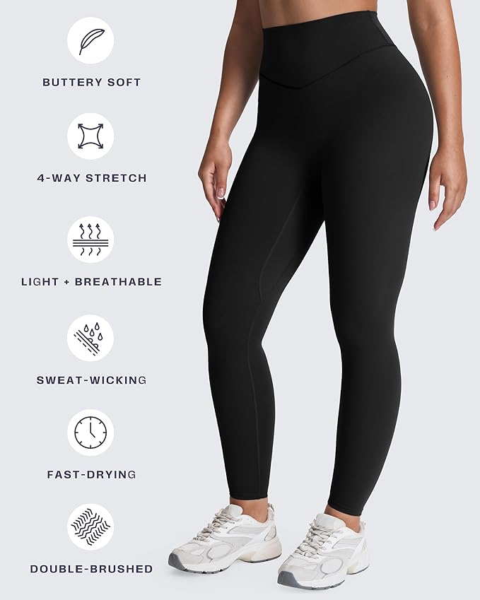 Aoxjox High Waisted Workout Leggings for Women Tummy Control Buttery Soft Yoga Metamorph Deep V Pants 26"