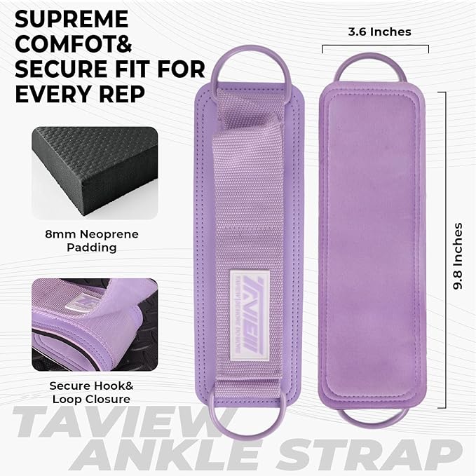 TAVIEW Ankle Straps Cable Machine Attachment for Gym - Cable Kickback Ankle Straps - Padded Ankle Cuffs for Glute Kickbacks and Leg Workouts