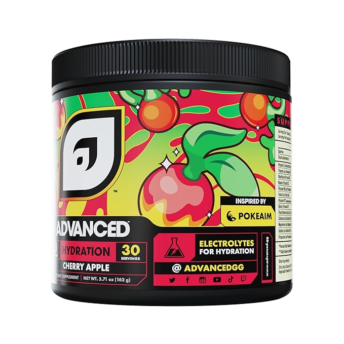 Advanced Hydration High-Performance Electrolyte Drink Mix with B Vitamins for All-Day Hydration - Caffeine Free, Zero Calories, Sugar Free, & Keto Friendly - (30 Servings, Cherry Apple)