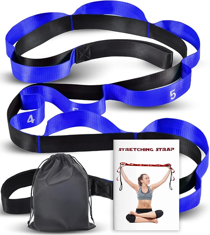 Stretching Strap with 10 Loops-Yoga Strap for Physical Therapy,Home Workout,Pilate & Flexibility Training,Non Elastic Exercise Stretch Band for Hamstring,Leg Stretcher Belt,Flexibility Fascia