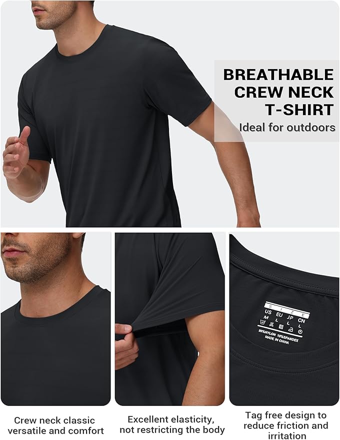 TACVASEN Men's Lightweight Athletic T-Shirts Quick Dry Workout Gym Tops Short Sleeve Running Tee Shirt Performance Activewear