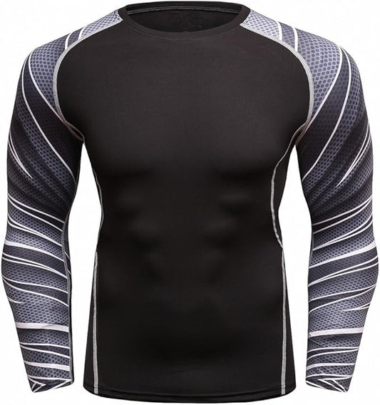 Men's Soft Slim Long Sleeve Dry-Fit Compression Gym Trainning Shirt