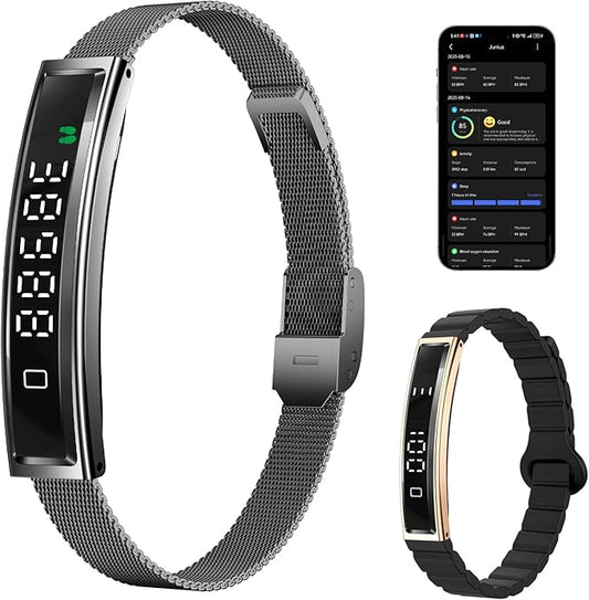 2025 Smart Bracelet for Women - 16.5g Ultra-Light, 5.6mm Thin, 5ATM Waterproof with 24/7 Heart Rate/SpO2/Sleep Monitoring, Bluetooth 5.3, APP, Multi-Sport Modes for iOS & Android,Gift for Girl