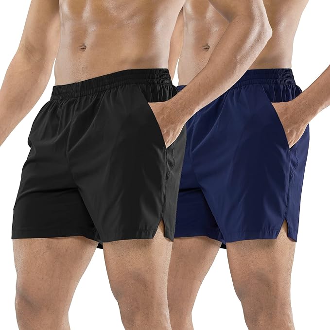MIER Men's Workout Running Shorts Quick Dry Active 5 Inches Shorts with Pockets, Lightweight, Breathable