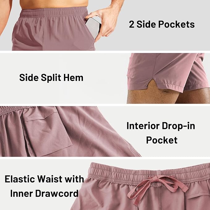 MIER Men's Workout Running Shorts Quick Dry Active 5 Inches Shorts with Pockets, Lightweight, Breathable