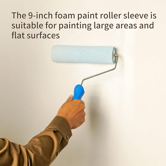 Voomey 9 Inch Foam Paint Roller 3 Pack, High Density Sponge Paint Rollers for Smooth Wall and Furniture Finishing, Reusable Paint Tools for Home DIY and Professional Use