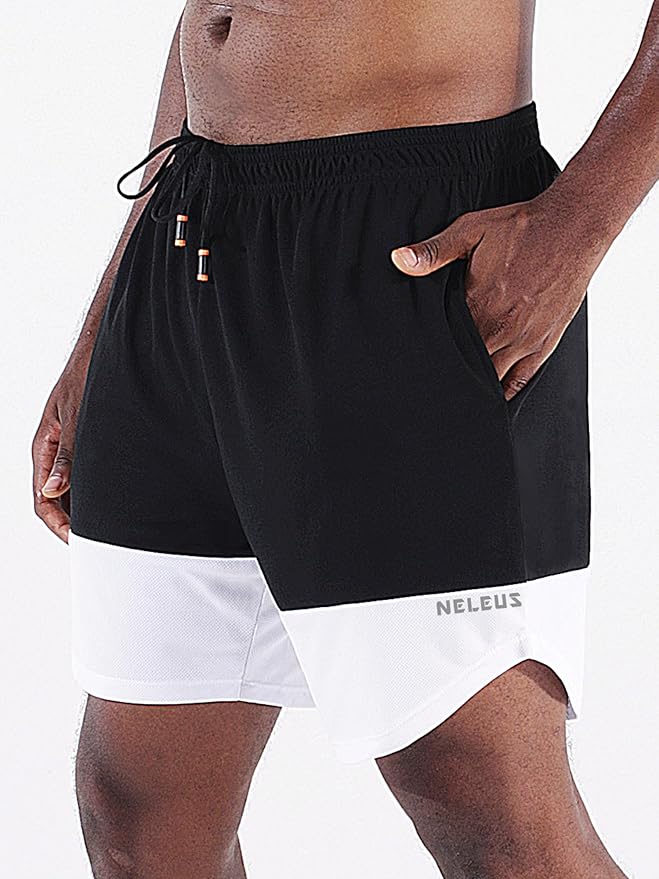 NELEUS Men's 2 in 1 Running Shorts with Liner,Dry Fit Workout Shorts with Pockets