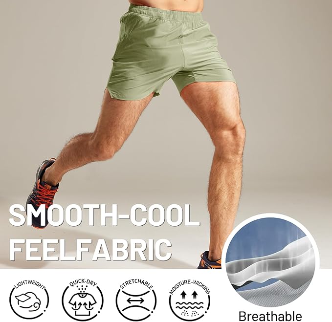 MIER Men's Workout Running Shorts Quick Dry Active 5 Inches Shorts with Pockets, Lightweight, Breathable