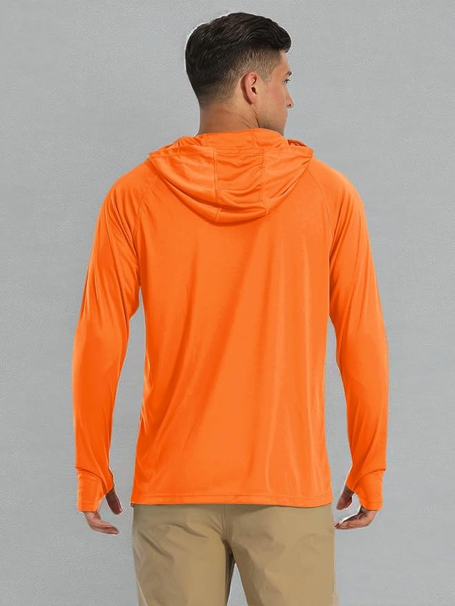 MAGCOMSEN Men's Hooded UPF 50+ Sun Protection T Shirts Long Sleeve Athletic Fishing Shirts Rash Guards