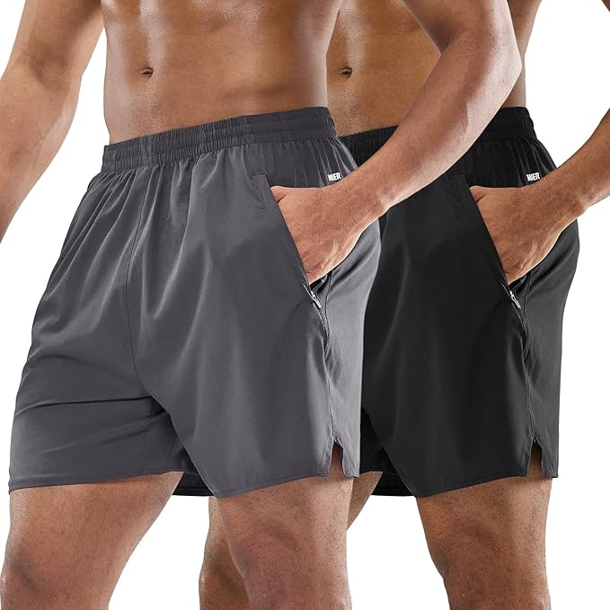 MIER Men's Workout Running Shorts Quick Dry Active 5 Inches Shorts with Pockets, Lightweight, Breathable