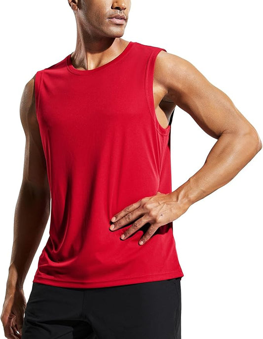 MIER Men's Workout Tank Tops UPF 50+ Swim Shirts Quick Dry Running Sleeveless UV Protection Muscle Tees