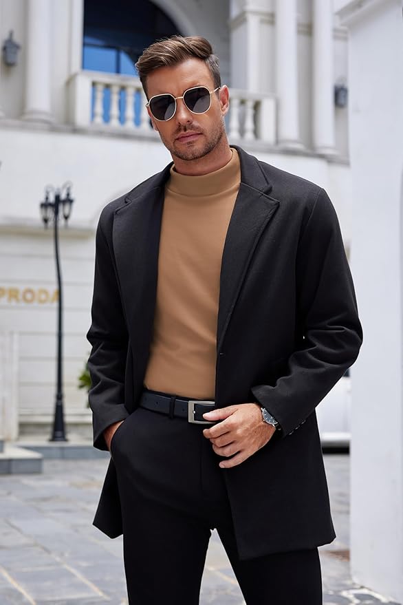 COOFANDY Mens Mock Turtleneck Long Sleeve Shirts Basic Thermal Turtle Neck Undershirt Lightweight Pullover Sweaters Top