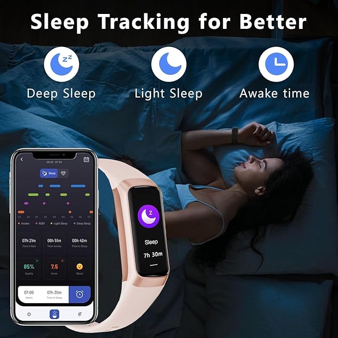 Fitness Tracker with Heart Rate/Blood Oxygen/Sleep Monitor, 20+ Sports Modes Smart Watches for Women/Men, Activity & Step Tracker Smart Watch for Android/iOS Phones