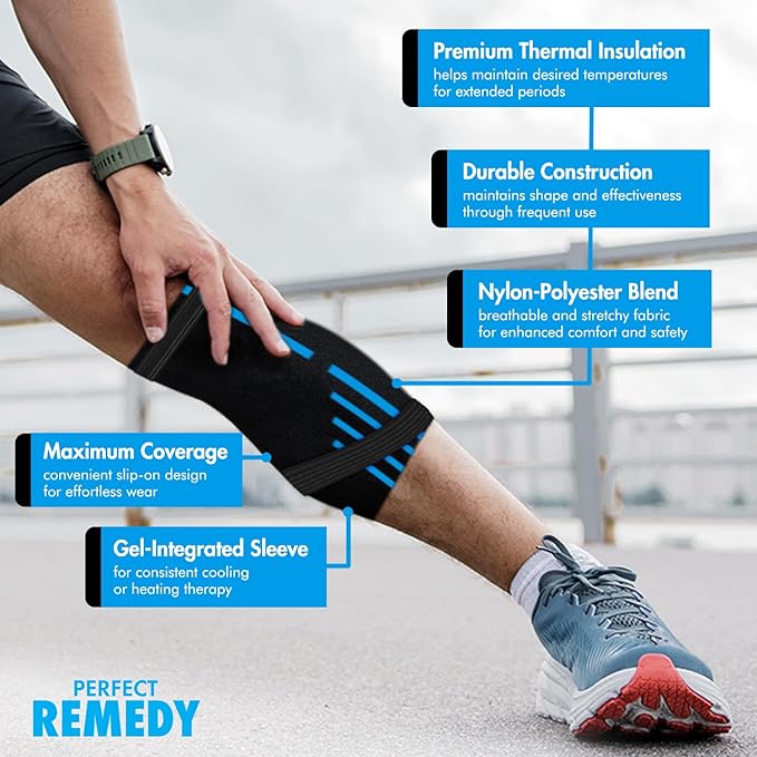 Perfect Remedy Freeze Sleeve - Hot & Cold Arm Ice Pack Wrap Compression - Tennis Elbow Cold Pack Compression for Support in Injuries - Ice Sleeve for Knee, Elbow (Large-X Large)