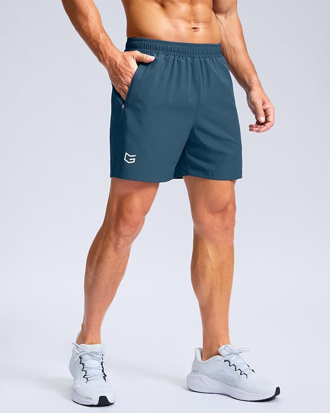 G Gradual Men's Athletic Running Shorts with Zipper Pockets Quick Dry 7"/ 5"/ 9" Workout Gym Shorts for Basketball Hiking