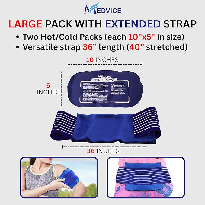 Reusable Hot and Cold Ice Packs for Injuries (3-Piece Set), Joint Pain, Muscle Soreness and Body Inflammation - Reusable Gel Wraps - Adjustable & Flexible for Knees, Back, Shoulders, Arms and Legs
