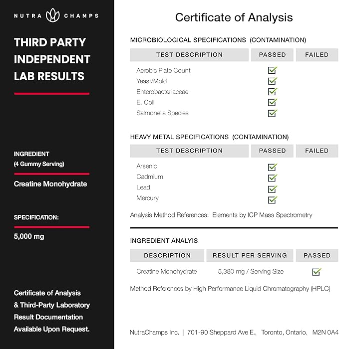 NutraChamps 120 Creatine Gummies for Men & Women - 5g Sugar Free Chewable Creatine Monohydrate Gummies - Supports Protein Synthesis, Muscle Recovery & Workout Performance