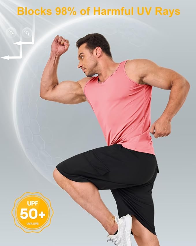 Boladeci Men's Tank Top Workout Athletic Quick Dry UPF 50+ Sun Protection Lightweight Summer Beach Gym Sleeveless Shirts