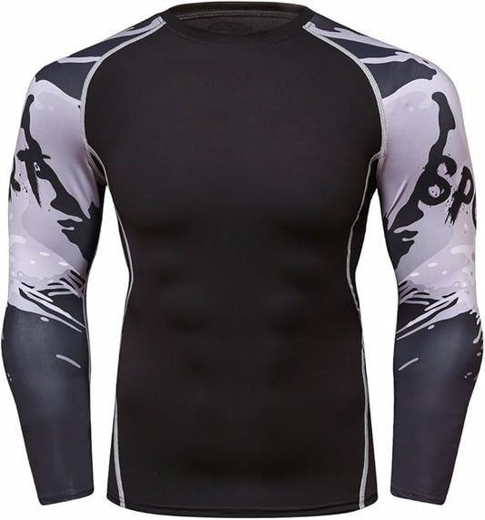 Men's Soft Slim Long Sleeve Dry-Fit Compression Gym Trainning Shirt