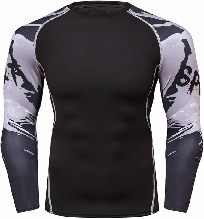 Men's Soft Slim Long Sleeve Dry-Fit Compression Gym Trainning Shirt