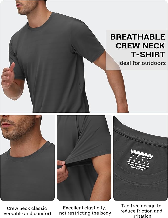 TACVASEN Men's Lightweight Athletic T-Shirts Quick Dry Workout Gym Tops Short Sleeve Running Tee Shirt Performance Activewear