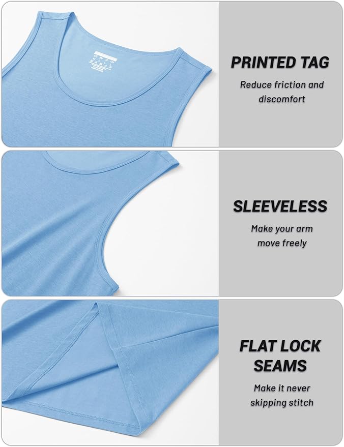 Cotrasen Men's Tank Top UPF 50+ Sleeveless Shirt Cotton Moisture Wicking Casual Gym Workout Shirts Cooling Muscle Tee Shirt